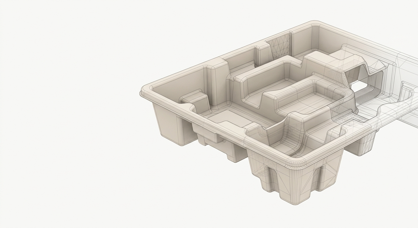 Concept 3D di packaging in polpa modellata PVELL